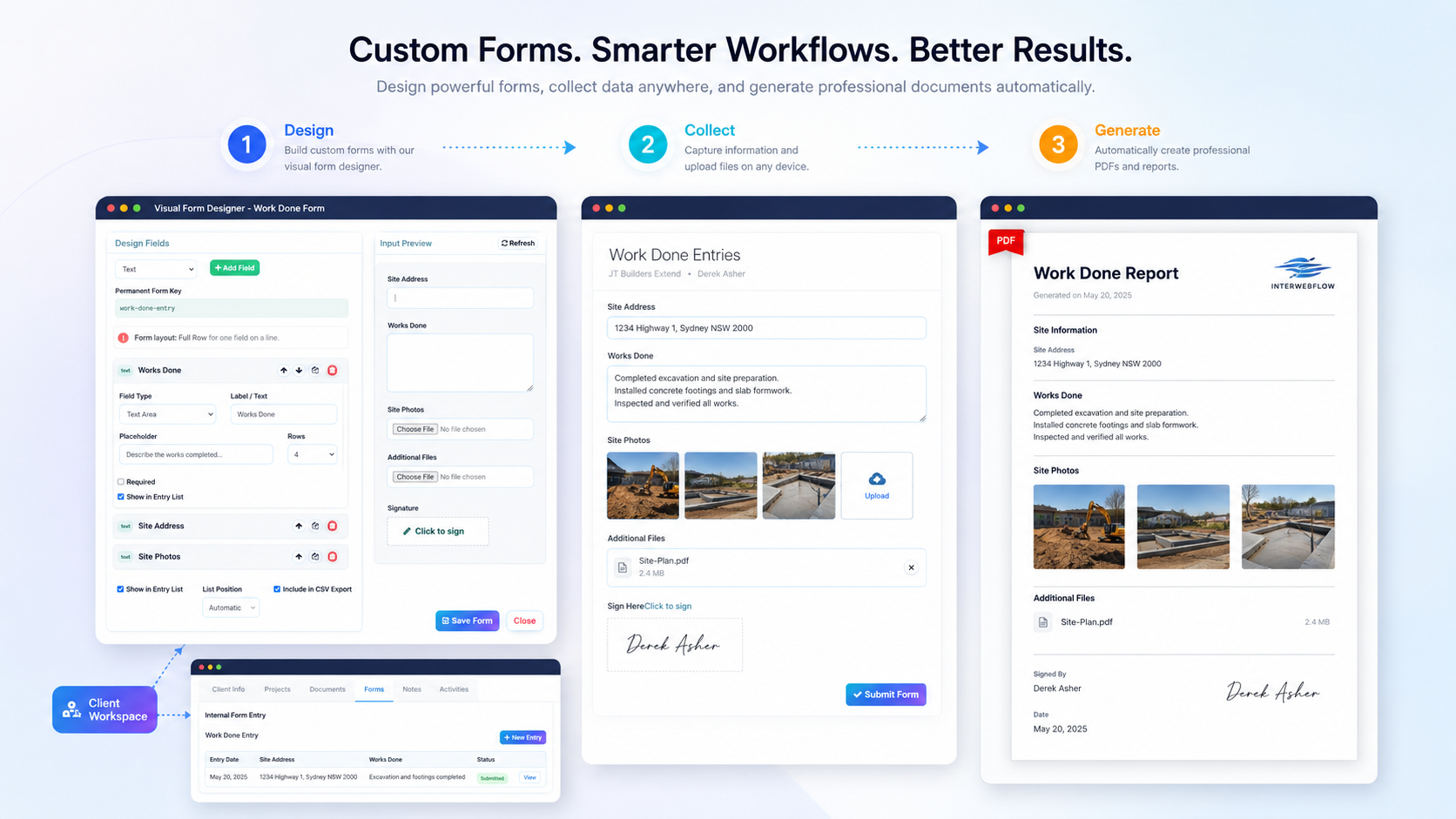 InterWebflow forms and automated document workflow